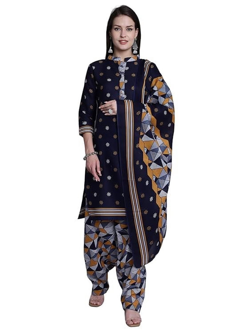 white christmas dresses Unstitched Black Printed Cotton Salwar Suit Dress Material for Women –  Stilento main image 1