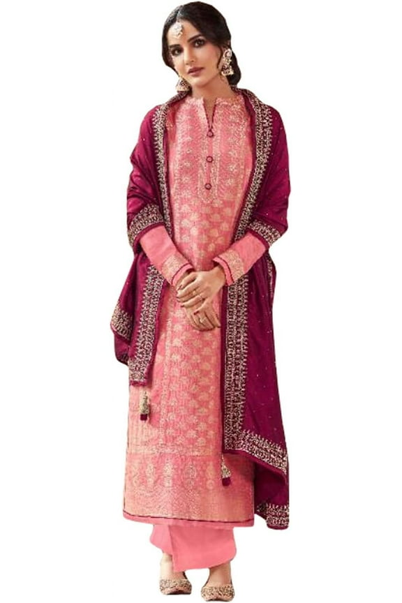 Ready to Wear Pakistani Designer Salwar Kameez Dresses Indian Plazzo Dupatta Suits ( Pink, 4XL - 50 )