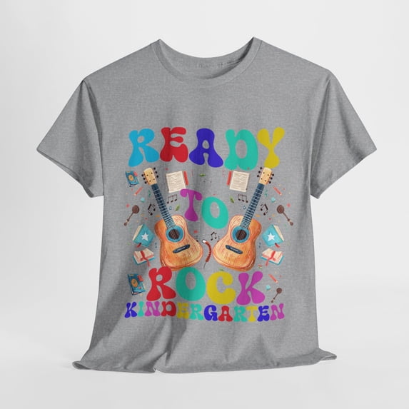 Ready to rock kindergarten shirt back to school guitar T-Shirt ID-0625-RN97