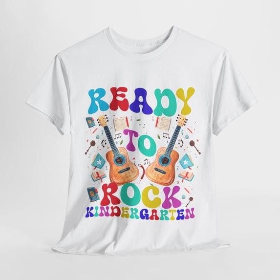 Ready to rock kindergarten shirt back to school guitar T-Shirt ID-0625-RN97