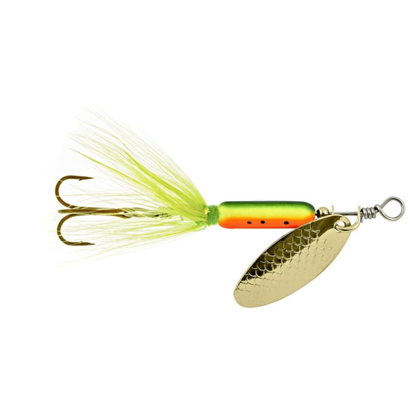 close up picture of end of ugly stik elite Shakespeare Salmon/ Steelhead Spinning Rod | 8.6 Ft FISHING LURES Lure Color:Gold|Gold-ZV Paired with a graphite Caltiva plug hook ST-36BC