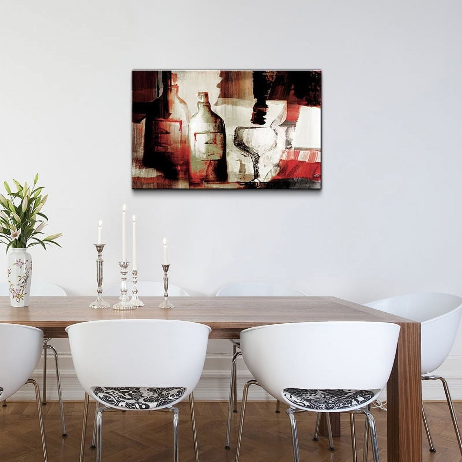 Large Abstract Wine Canvas Wall Art in Red and Beige
