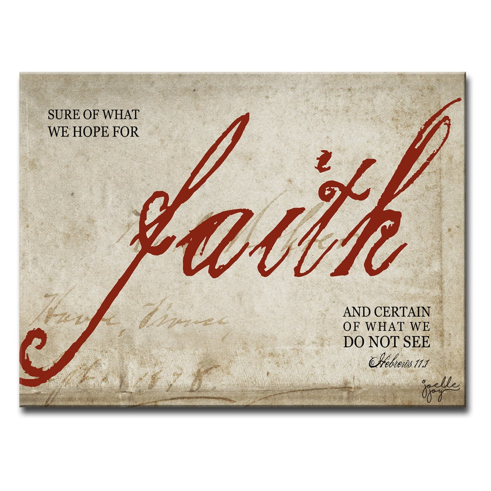 Inspirational Faith Quote Red and Beige Canvas Print