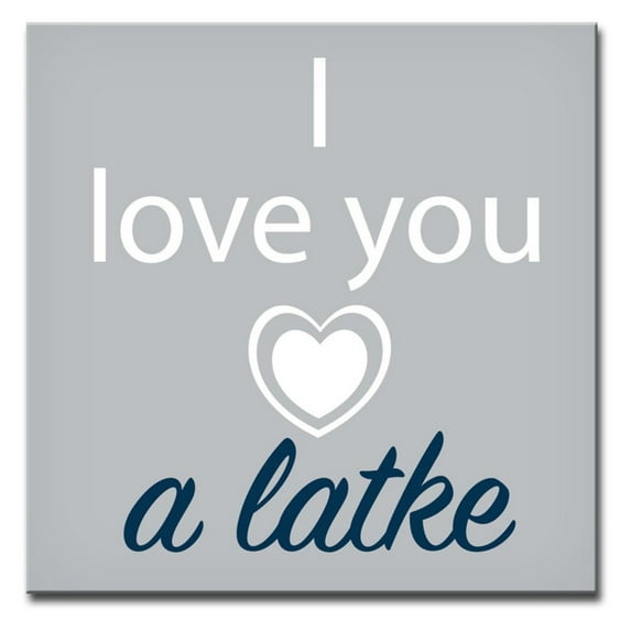 Ready2HangArt 'I Love you a Latke II' Hanukkah Canvas Wall Art Grey 16" W x 16" H