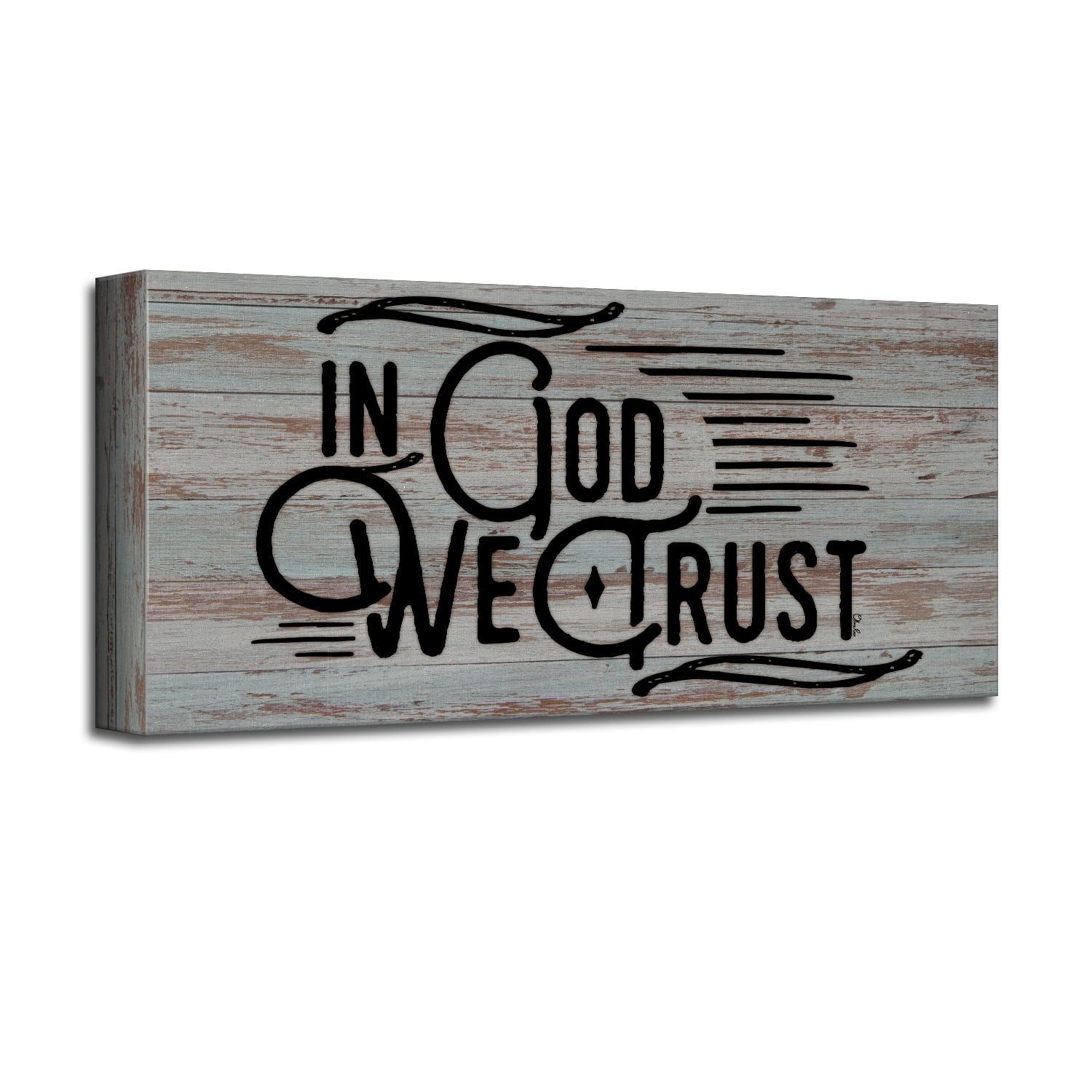 Rustic Faux Wood Grain 'In God We Trust' Canvas Wall Art