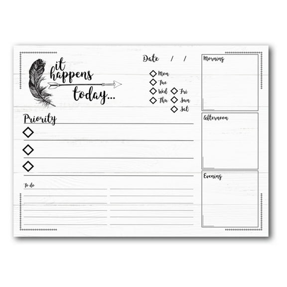 Ready2HangArt R2H Methods 'It Happens Today' Dry Erase Daily Planner on ArtPlexi 30 In. H X 40 In. W