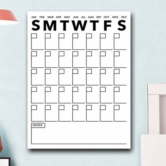 Ready2HangArt  Modern Dry Erase Monthly Calendar on ArtPlexi 16 In. H X 12 In. W
