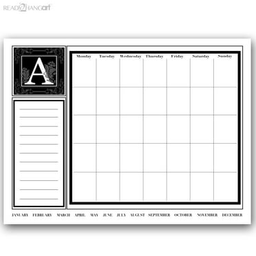 Ready2HangArt 'Monogram' Dry Erase Monthly Calendar on ArtPlexi (20" x 30") M - 20 in. H x 30 in. W