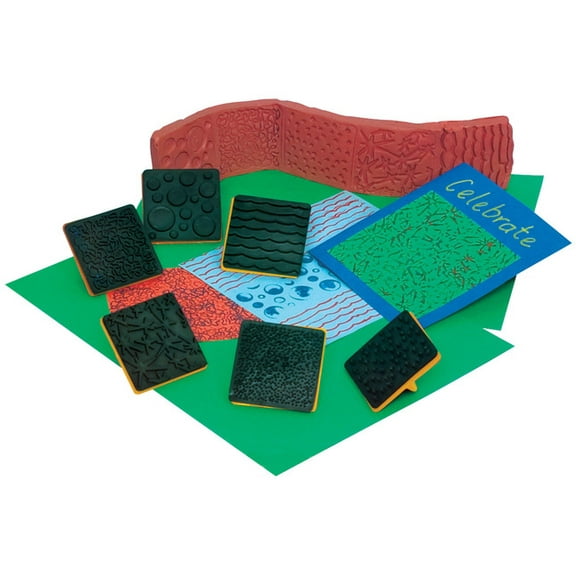 Ready2Learn Assorted Pattern Paint Effect Stamps, 2-3/8 x 2-3/8 Inches, Set of 6