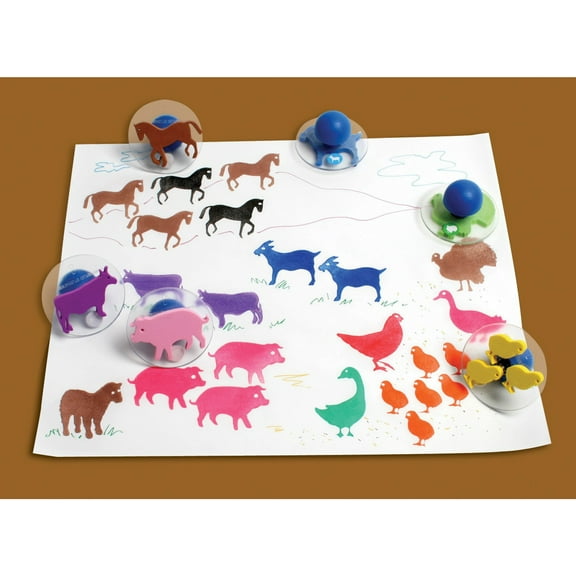 Ready2Learn Giant Farm Animals Stamps, 3 Inches, Set of 10