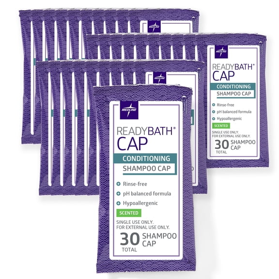 ReadyBath Rinse-Free Shampoo And Conditioning Caps, Scented, 30 Count