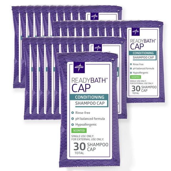 ReadyBath Rinse-Free Shampoo And Conditioning Caps, Scented, 30 Count