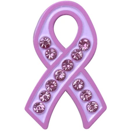 ReadyGolf: Pink Ribbon Ball Marker  Hat Clip with Crystals