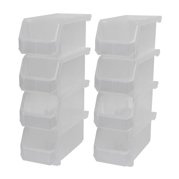 ReadySpace Medium Plastic Storage Bins, Stackable Organizer, Clear, 8 Pack