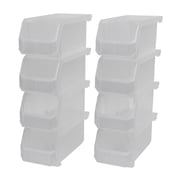 ReadySpace Medium Plastic Storage Bins, Stackable Organizer, Clear, 8 Pack