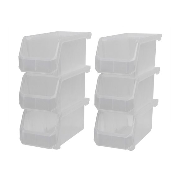 ReadySpace Large Plastic Storage Bins, Stackable Organizer, Clear, 6 Pack
