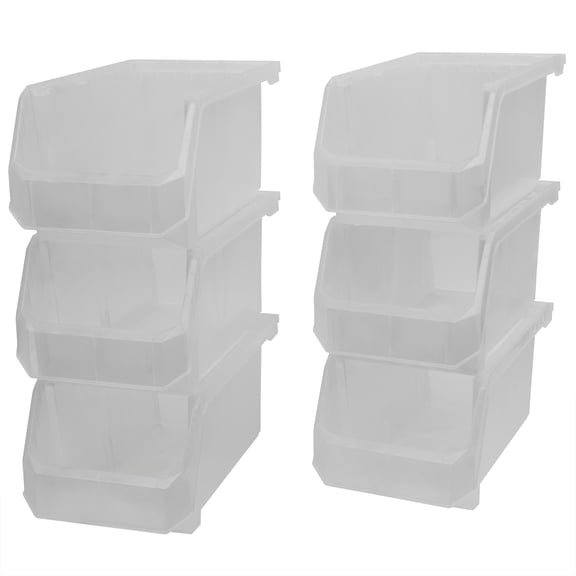 ReadySpace Large Plastic Storage Bins, Stackable Organizer, Clear, 6 Pack