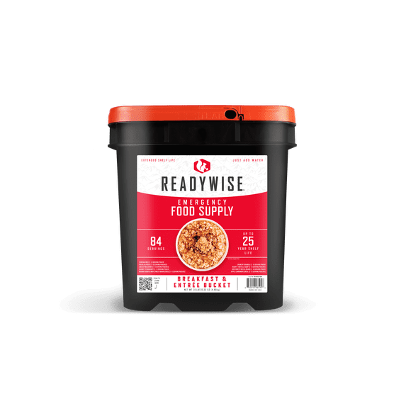 ReadyWise Freeze-Dried Emergency Meal Bucket - 84 Servings Breakfast & Entree