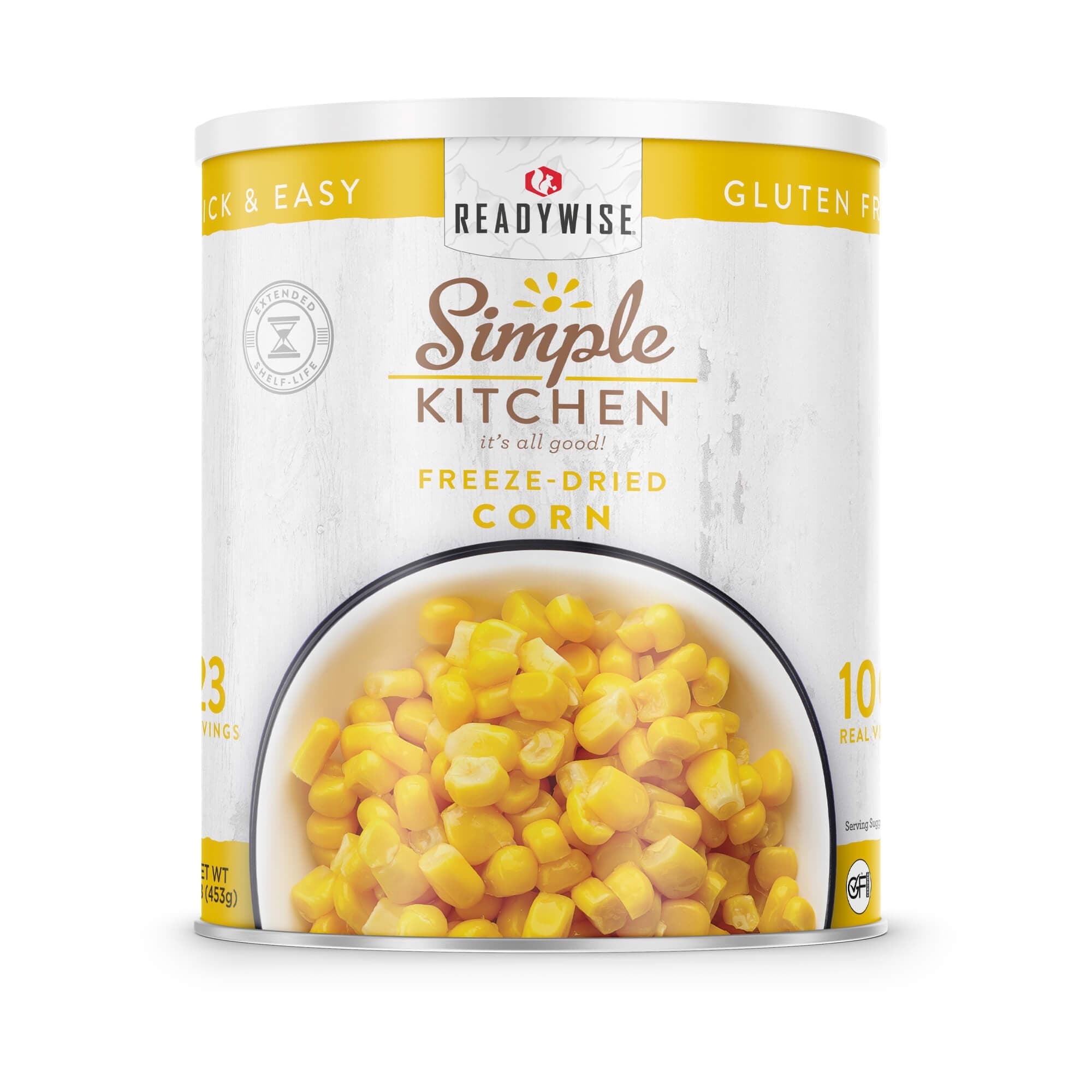 ReadyWise Corn Freeze-Dried Canned Food - 23 Servings, Long Shelf Life, Emergency Food Supply
