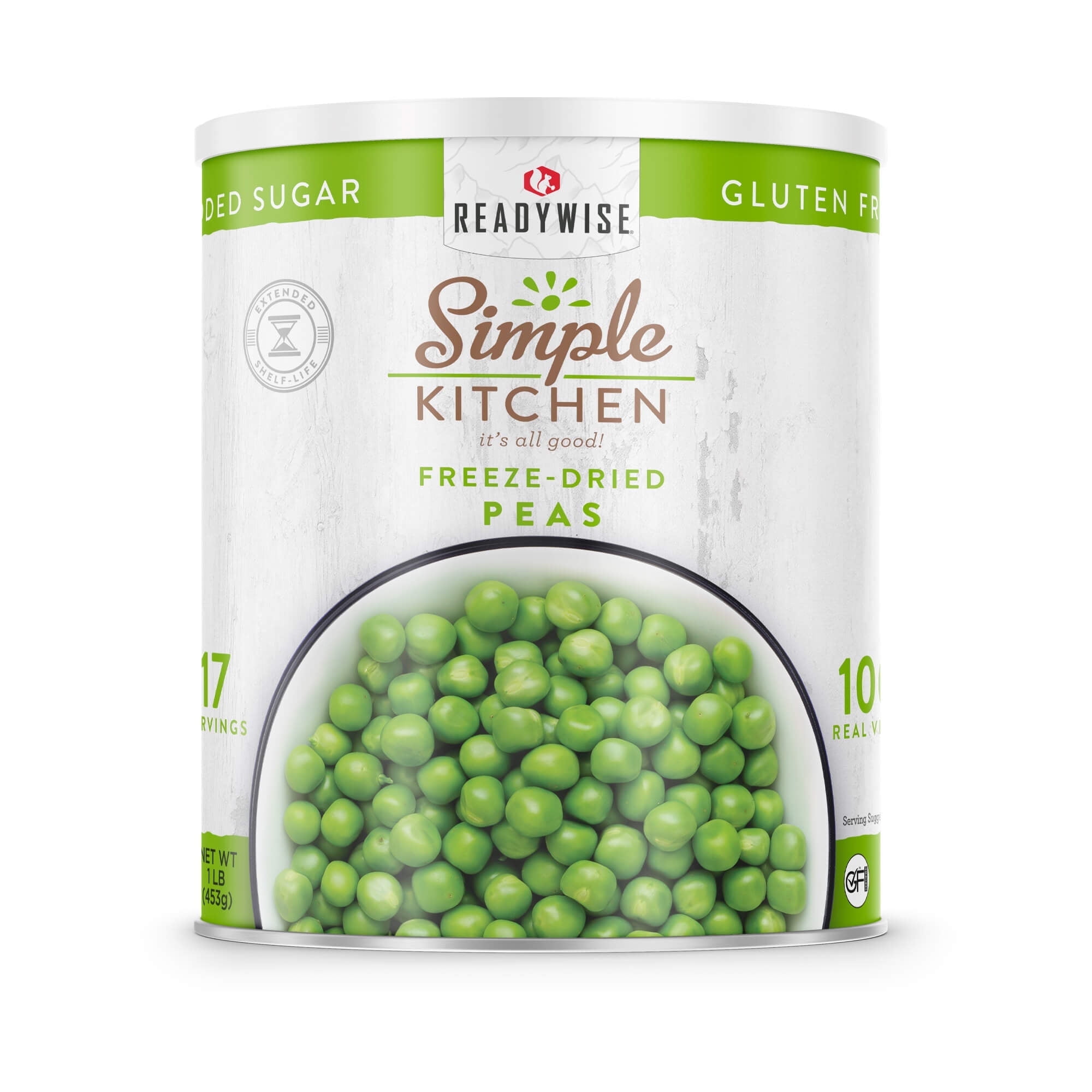ReadyWise Freeze-Dried Peas Emergency Food, 17-Serving Can - Long Shelf Life