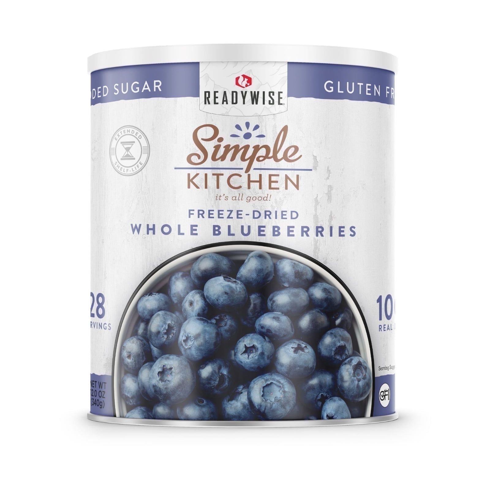 Walmart discounts of ReadyWise Freeze Dried Whole Blueberries, 28 Servings, Ready to Eat, Gluten Free, Quick & Easy