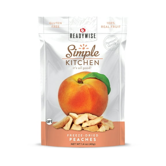 ReadyWise Simple Kitchen Freeze-Dried Peaches, 1.4 ounces per Pouch - 6 Pack Case