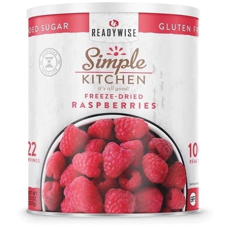ReadyWise Freeze-Dried Raspberries 22-Serving Can | Long Shelf Life, Nutritious Snack