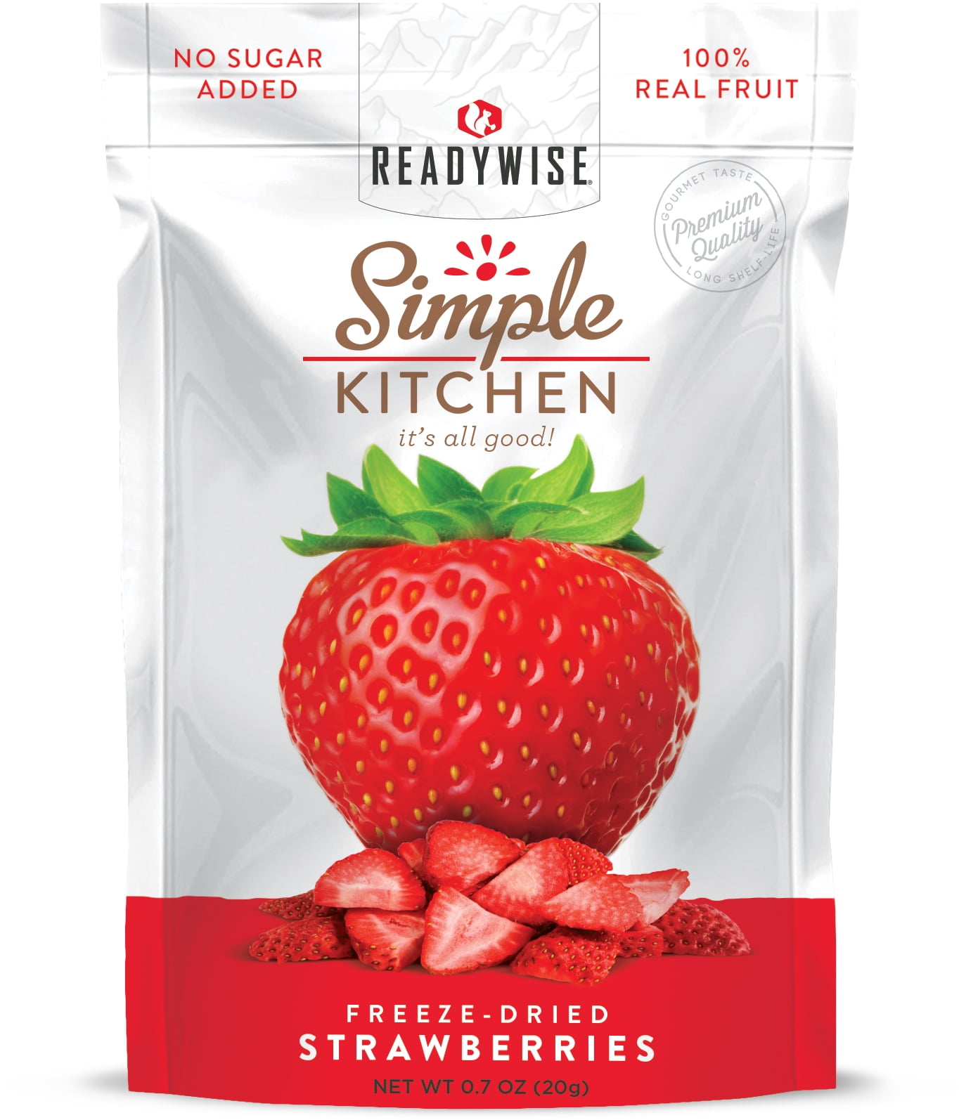 ReadyWise Simple Kitchen Freeze-Dried Sliced Strawberries, 0.7 Ounce, 6-Pack