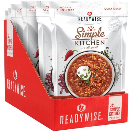 ReadyWise Simple Kitchen Hearty Veggie Chili Soup - 24 Servings (Six Pouches, 4 Servings per Pouch)