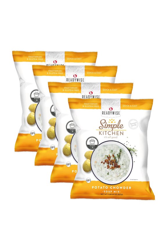Simple Kitchen Restaurant-Quality Potato Chowder, Great for Events, Meal Prep, or Everyday Use, Vegetarian and Gluten-Free, Pack of 4