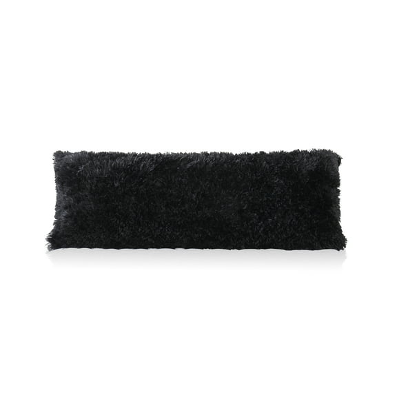 Reafort Luxury Long Hair, PV Fur, Faux Fur Body Pillow Cover/Case 21"x54" with Hidden Zipper Closure (21"x54" Body Pillow Cover, Black)
