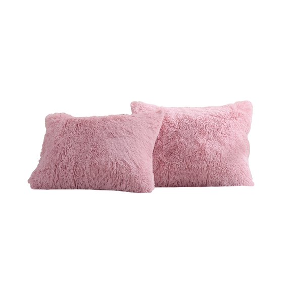 Reafort Luxury Long Hair, PV Fur, Faux Fur Standard Sham Pillow Cover/Case 20"x26" Set of 2 with Envelope Closure (20"x26" Standard Sham, Pink)