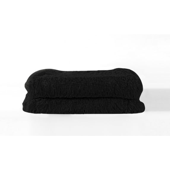 Reafort Luxury Long Hair Shaggy PV Fur Faux Fur Oversized Throw Blanket (60"X70" Throw, Black)