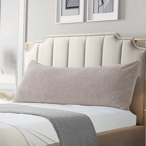 Reafort Ultra Soft Sherpa Body Pillow Cover/Case with Zipper Closure 21"x54" (21"x54" Body Pillow Cover, Taupe)