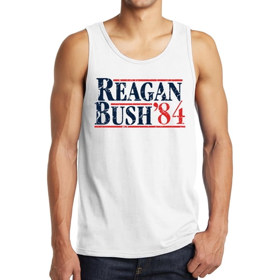 Reagan Bush 1984 Election Tank Tops Distressed GOP Shirt White 2XL