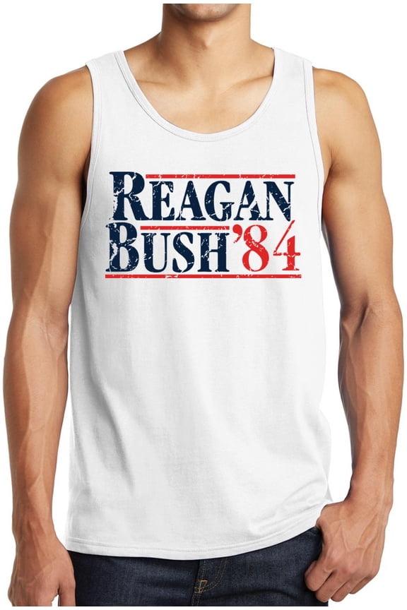 Reagan Bush 1984 Election Tank Tops Distressed GOP Shirt White 2XL