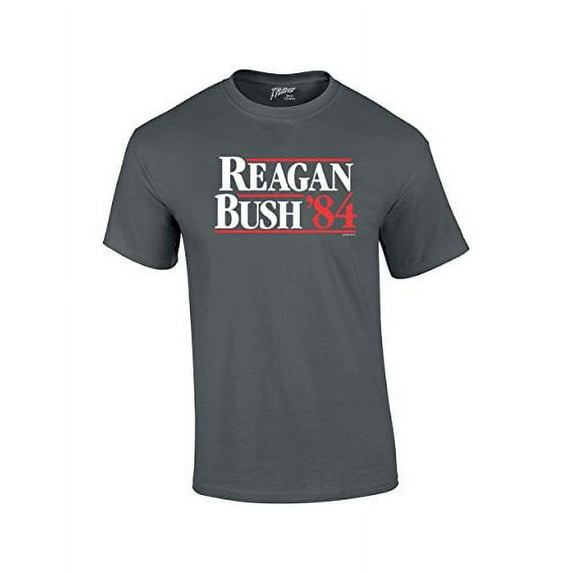 Reagan Bush 1984 Presidential Campaign Political Design Men's Short Sleeve T-shirt President Retro 80's Condervative Republican-Charcoal-Large