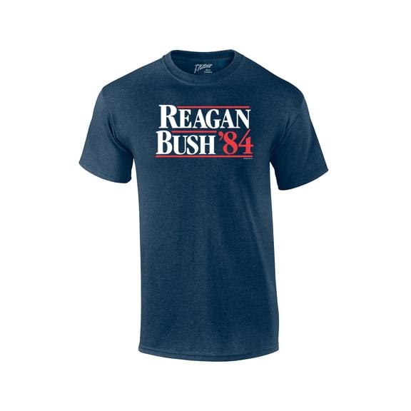 Reagan Bush 1984 Presidential Campaign Political Design Men's Short Sleeve T-shirt President Retro 80's Condervative Republican-heathernavy-XL