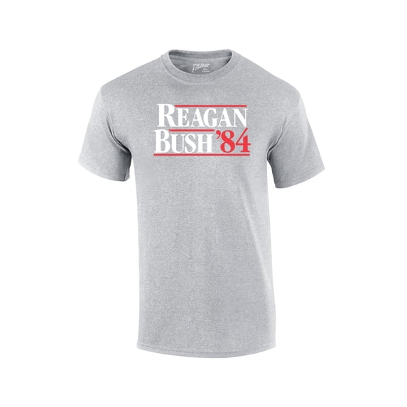Reagan Bush 1984 Presidential Campaign Political Design Men's Short Sleeve T-shirt President Retro 80's Condervative Republican-sportsgray-4xl
