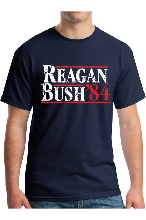 Reagan Bush 1984 Republican Presidential Election GOP T-Shirt Distressed Navy 2XL