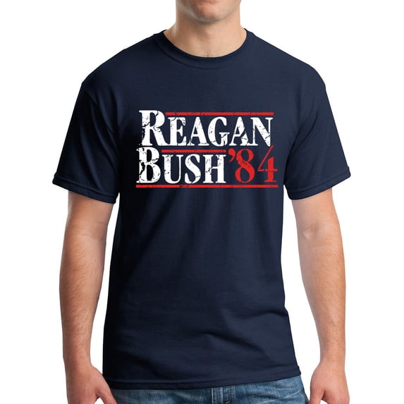 Reagan Bush 1984 Republican Presidential Election GOP T-Shirt Distressed Navy L