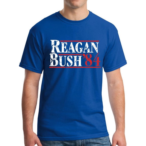 Reagan Bush 1984 Republican Presidential Election GOP T-Shirt Distressed Royal M