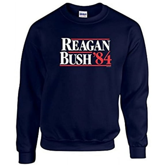 Reagan Bush '84 Political Campaign Retro Crewneck Sweatshirt President Presidential 80's Republican Conservative Ronald George-Sportsgray-Medium