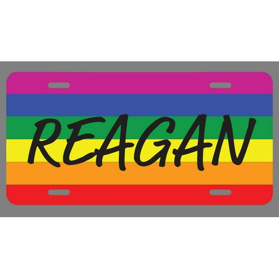 Reagan Name Pride Flag Style License Plate Tag Vanity Novelty Metal | UV Printed Metal | 6-Inches By 12-Inches | Car Truck RV Trailer Wall Shop Man Cave | NP2159