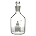 thumbnail image 1 of Reagent Bottle, Borosilicate Glass, Narrow Mouth with Interchangeable Hexagonal hollow glass Stopper - 250ml - Eisco Labs, 1 of 1
