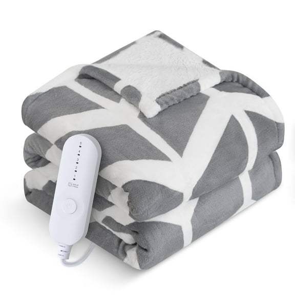 Reaks Heated Blanket Electric Throw  - 50''X60'' Flannel Heating Blanket with 5 Heat Levels & 3 Hours Auto off