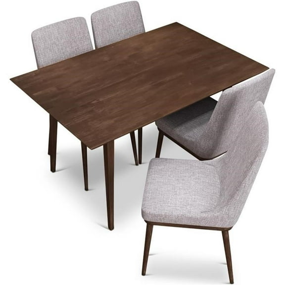 Reaks Mid Century Modern Solid Wood Walnut 5 Piece Dining Room & Kitchen Set