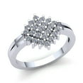 thumbnail image 1 of Real 0.25carat Round Cut Diamond Ladies Fancy Cluster Anniversary Engagement Ring Solid 10K Rose, White or Yellow Gold H SI2, 1 of 3
