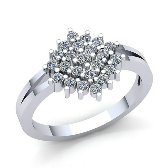 Real 0.25carat Round Cut Diamond Ladies Fancy Cluster Anniversary Engagement Ring Solid 10K Rose, White or Yellow Gold H SI2