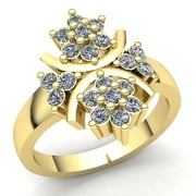 JEWELWESELL Real 0.25ct Round Cut Diamond Ladies Bridal Cluster Flower Anniversary Engagement Ring Solid 18K Rose, White or Yellow Gold F VS1